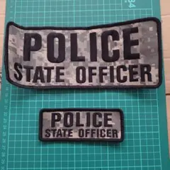 POLICE STATE OFFICER 刺繍パッチ 2枚セット 迷彩 ベルクロ