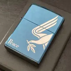 極美品　peace ピース ブルーチタン Zippo 限定品　高級　かっこいい ピースzippo ブルーチタン USA製 非売品 peace ジッポ - メルカリ