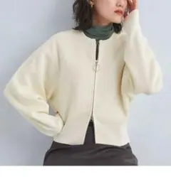 グリーンレーベルリラクシング　クロップド　ニット　ブルゾン