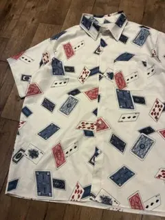 Trombones総柄 トランプ柄 レトロ 古着 オーバーサイズ 希少 個性派