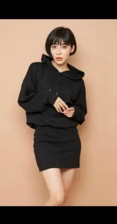 SPIRAL GIRL ドルマンスリーブフード付きミニワンピース