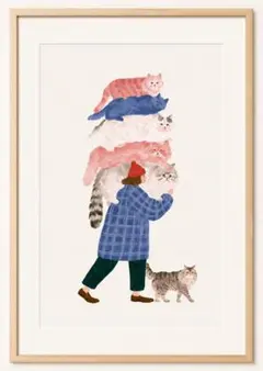 ＜猫を積み上げる女性＞ 現代アート