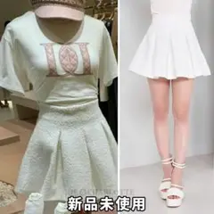 ダーリッチ darich ラメツイードハイウエストフレアスカート ホワイト M