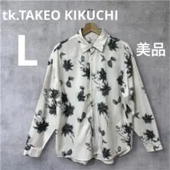 美品 TAKEOKIKUCHI近年モデル 花柄 長袖 シャツタケオキクチ L