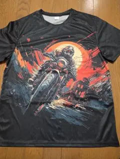 バイクライダーアートTシャツ Mサイズ　バイク　乗り物　カッコいい