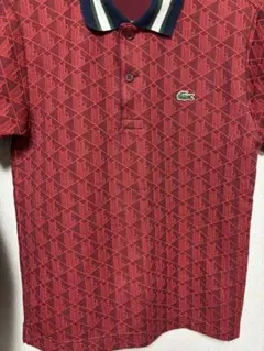 LACOSTE ラコステ ポロシャツ 総柄 レッド系 US