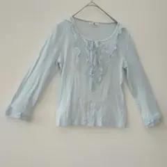 【courreges】クレージュ フリル 長袖カットソー ライトブルー 38 M