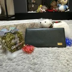 ダークグリーン レザー 長財布　メンでもレディースでも