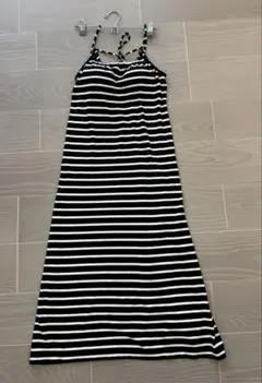 GU ブラック/ホワイト ストライプ キャミワンピース
