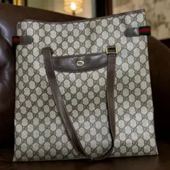 【美品】グッチ トートバッグ レザー　PVC GUCCI ショルダーバッグ　GG