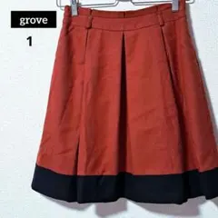 grove グローブ ひざ丈 タック フレア スカート S