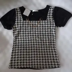 K-STAZIONE ハウンドトゥース 半袖ニット M 新品　タグあり