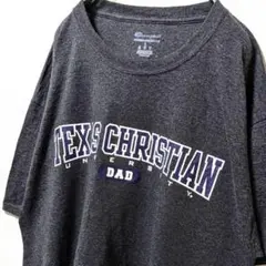 チャンピオン テキサスクリスチャン大学DAD Tシャツグレー灰色L古着