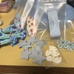 髪ゴム　髪ピン　材料　水色セット