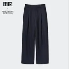 ブラッシュドジャージータックワイドパンツ 黒 ユニクロ　UNIQLO ブラック