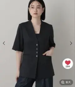 A part by フィットノーカラーSSジャケット　ブラックのサムネイル