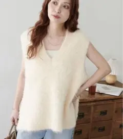 今季　DISCOAT ディスコート　ライトフェザーヤーンチュニックベスト