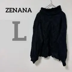 ZENANA 【L】長袖 ニット セーター タートルネック ハイネック 黒