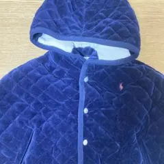 ネイビー ベビーポンチョ フード付き キルティング