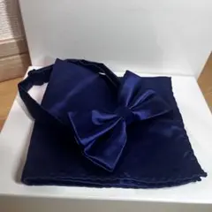 HISDERN 蝶ネクタイ チーフセット（ネイビー）