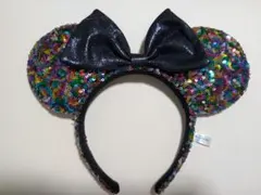 ディズニー　カチューシャ　スパンコール　ブラック