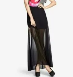 H&M シースルーロングスカート 黒