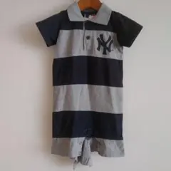 ストライプ ポロシャツロンパース 70