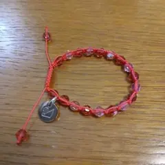【美品】スワロフスキー　調整可能　ガラスのブレスレット　ビビットピンク