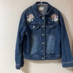 ★最終価格★レディースGジャン花柄刺繍　デニムジャケット　ショート丈　レトロ　M