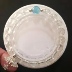 【値下げ】天然石 水晶とアクアマリン デザインブレスレット 特価‼️