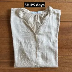 SHIPS 半袖ブラウス ドット柄 ベージュ S〜Mのサムネイル