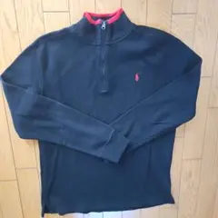 ポロラルフローレンXL(18-20) 黒 ハーフジップニット