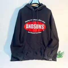 ANDSUNS ブラック フード付きパーカー LLサイズ 大きめサイズ レア級