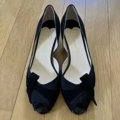 Odette e Odile パンプス ブラック オープントゥローヒールのサムネイル