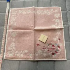 LAURA ASHLEY タオルハンカチ ピンク 花柄刺繍