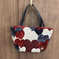 ファミリア　ハート柄スパンコールハンドバッグ(ハウスオブアンリコラボ商品)