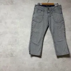 セポ　ジーンズ　七分丈　デニム　ギンガムチェック　青系　ストレート　カジュアル