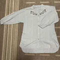 刺繍入り/グレー/エプロン/保育/先生