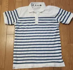 AIGLE ボーダーポロシャツ　M　紺✕白のサムネイル