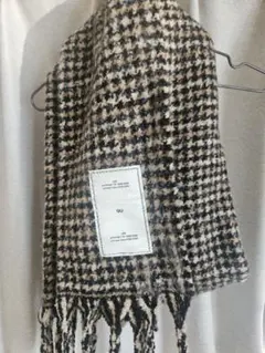 GU チェック柄 フリンジ付きマフラー