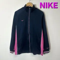 【NIKE】Y2K トラックジャケット 切替 刺繍ロゴ ライン XL ネイビー