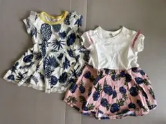 パイナップル柄ワンピース2着セット　双子