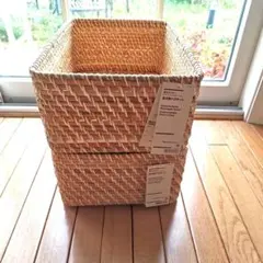無印良品　重なるラタン長方形バスケット中✕２個のセット（新品）