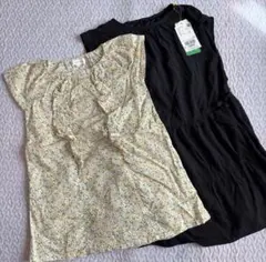 ロペピクニックキッズ　110 花柄　黒　ワンピース　2枚セット