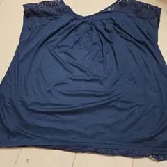 レース付きネイビー半袖Tシャツ Fサイズのサムネイル