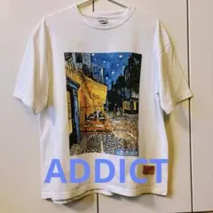ADDICT ゴッホ 夜のカフェテラス Tシャツ　カットソー　白　メンズ　Ｍ