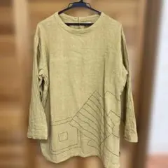 お値下げ カーキ色 刺繍入り 五分袖チュニック インド製