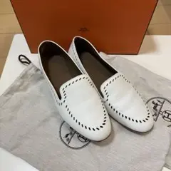 HERMES エルメス レザー ローファー ホワイトのサムネイル