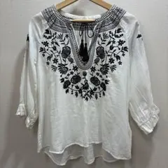 IENA 刺繍ブラウス 五分袖 ブラウン - メルカリ