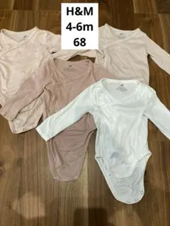 H&M 長袖ボディスーツ 4-6m 68 4枚セット ピンク　70